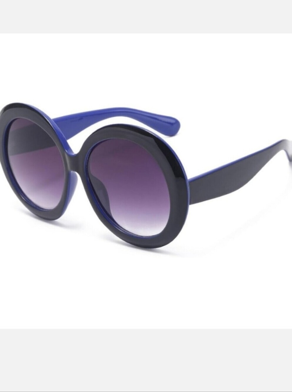 Unisex Oversized anti-reflective color block sunglasses Blue and Black Frames